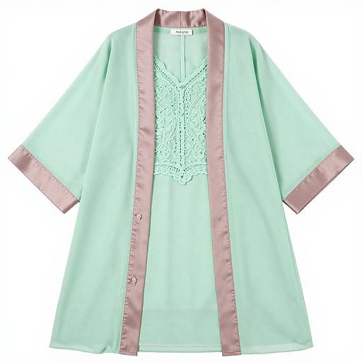 Pastel Green Chiffon Cardigan Set