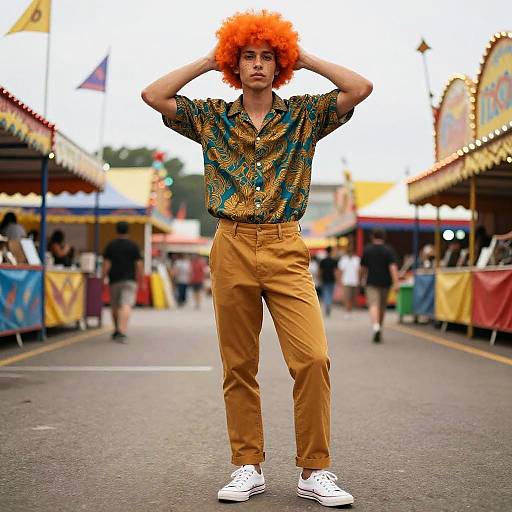 Vibrant Street Carnival Fashion Portrait