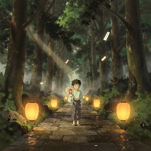 Ukiyo-e Foggy Cedar Grove Scene