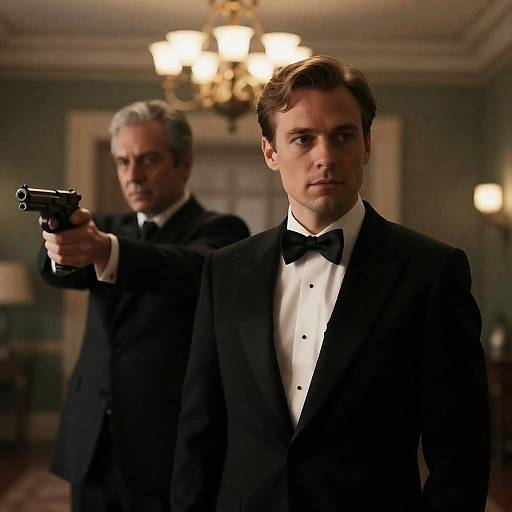 Tense Standoff in Dimly Lit Room