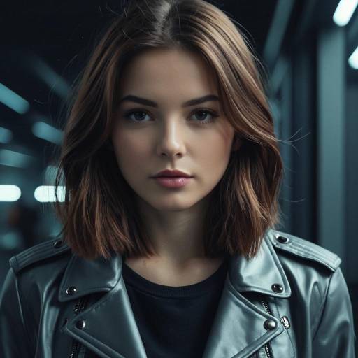 Portrait of Young Woman in Futuristic Jacket