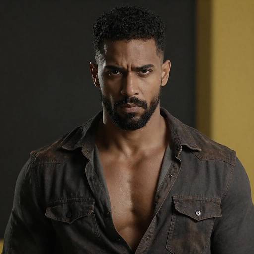 Intense Portrait of a Muscular Man