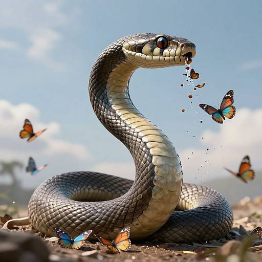 Enormous Snake Shedding Stardust Butterflies