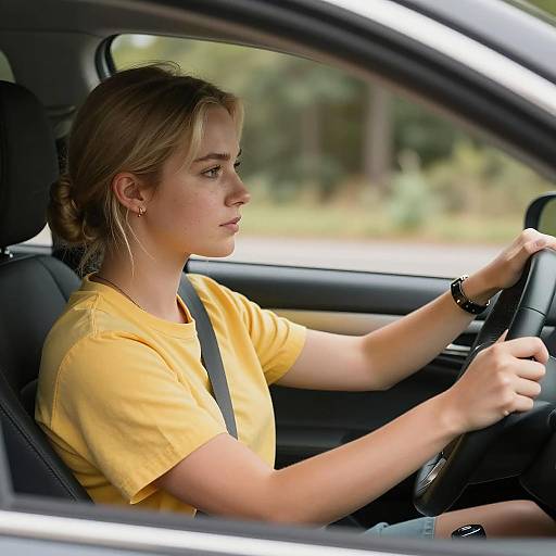Young Woman Driving Car