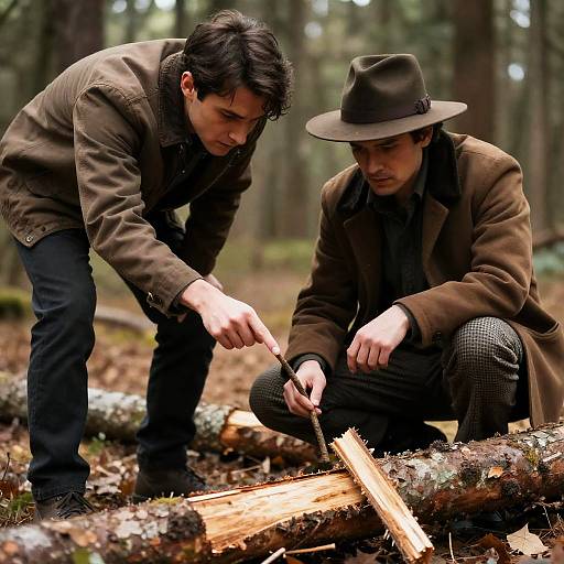 Men Discovering Secrets in the Forest