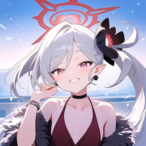 Illustration of Mutsuki (dress) (blue archive), blue archive in the style of Nyong nyong