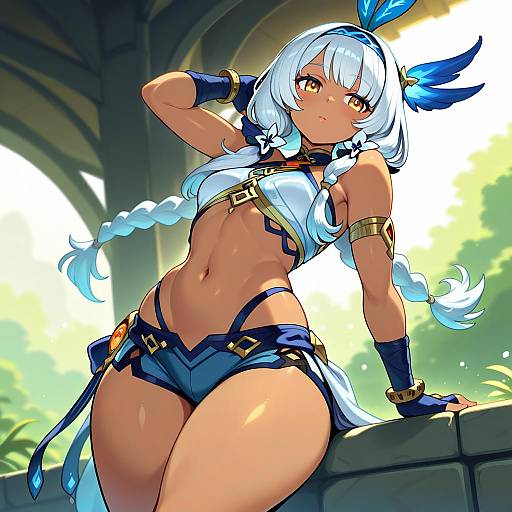 Illustration of Mualani (genshin impact), genshin impact in the style of Sido (slipknot)