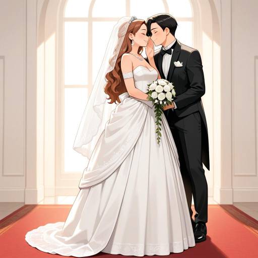 Elegant Wedding Portrait of Diverse Couple Elegant Wedding Portrait of Diverse Couple