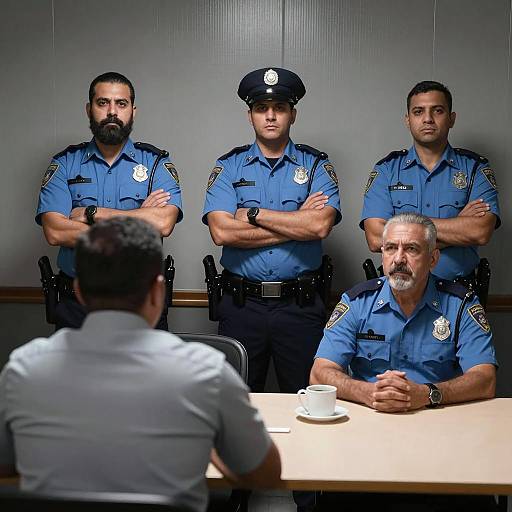 Serious Encounter in Dimly Lit Room