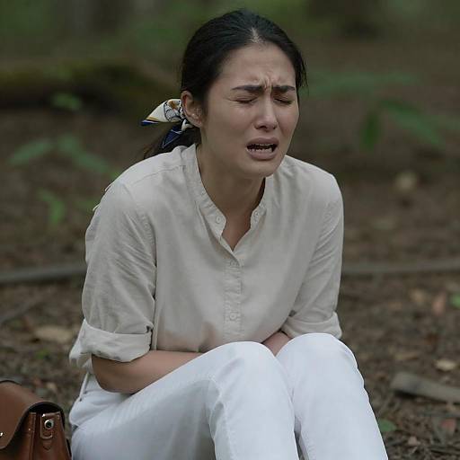 Woman Bound with Scarf in Forest