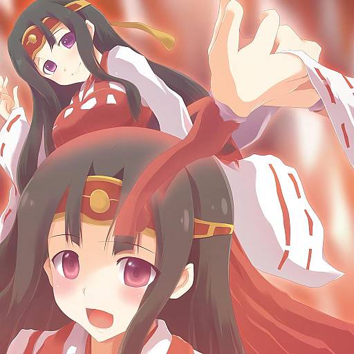 Illustration of Musha miko tomoe, queen's blade in the style of Koumei (twinameless)