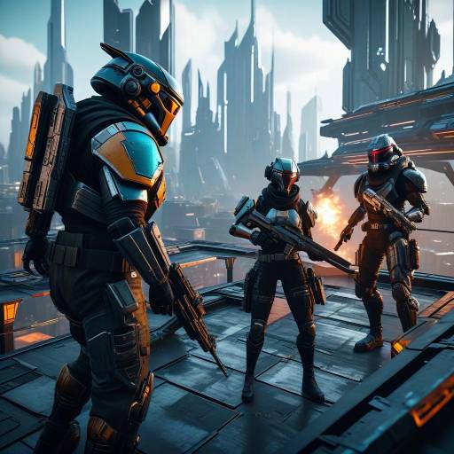Futuristic Soldiers in Advanced Armor with Guns