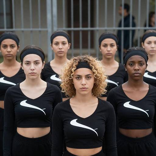 Six Women in Black V-Neck Crops