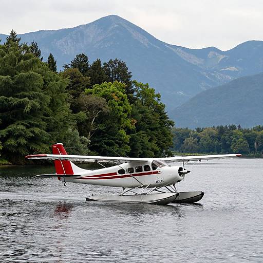 Serene Floatplane on Mountain Lake