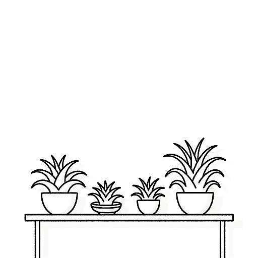 Minimalist Tropical Air Plants Drawing