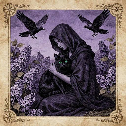 Symbolist Silent Hermit with Cat