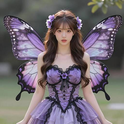 Whimsical Purple Butterfly Portrait