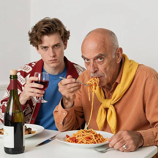 A Serious Dinner Conversation Between Two Men