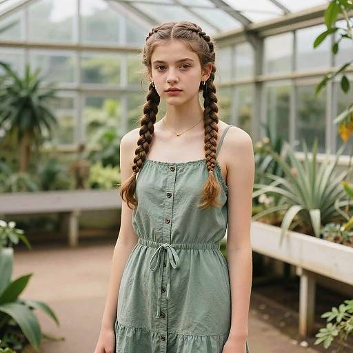 Teen Girl with Two-Strand Twists in Greenhouse