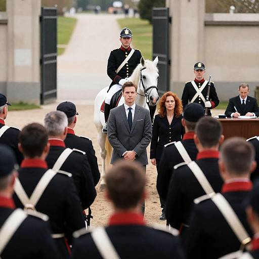 Military Ceremony with Soldiers and Officials