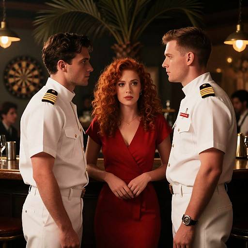 Intense Moment in a Dimly Lit Bar