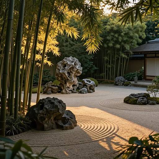 Tranquil Japanese Zen Garden Panorama