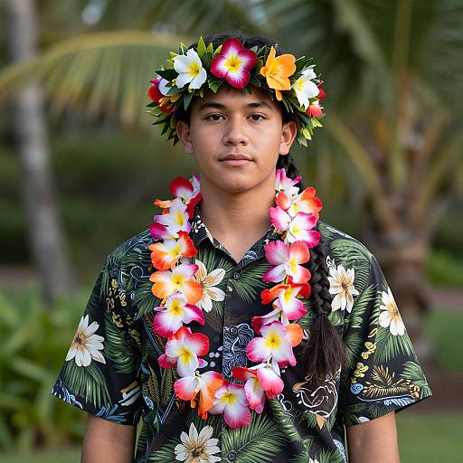 Realistic Hawaiian Luau Costume Portrait