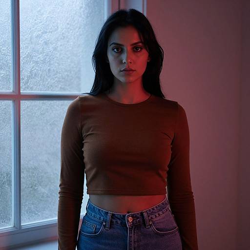 Moody Indoor Portrait of Stylish Woman