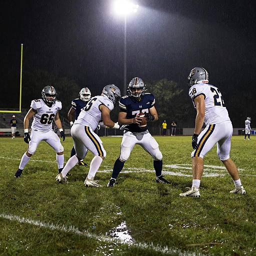 Rainy Night Football Endzone Battle