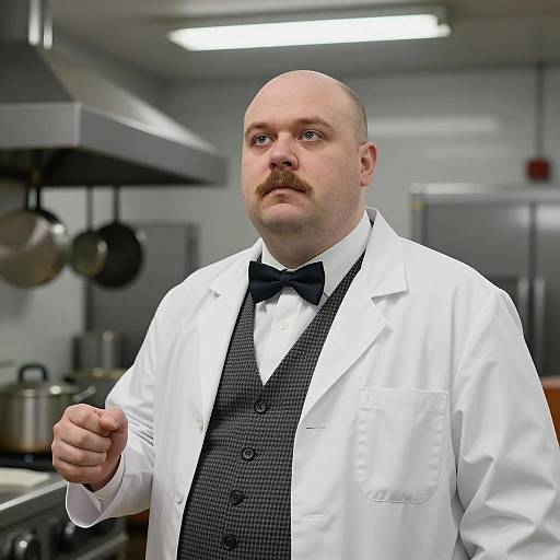 Cheerful Chef in Industrial Kitchen Setting