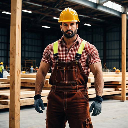 Male Construction Worker in Warehouse
