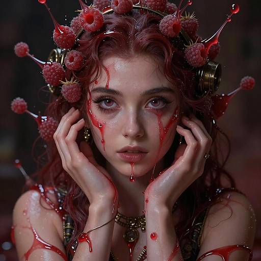 Steampunk Woman with Raspberry Syrup Effect