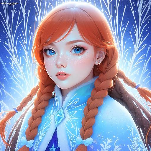 Illustration of Anna (frozen), frozen (disney) in the style of Shone