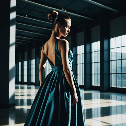 Fashion Model in Satin Gown with Slick Back Hairstyle Fashion Model in Satin Gown with Slick Back Hairstyle