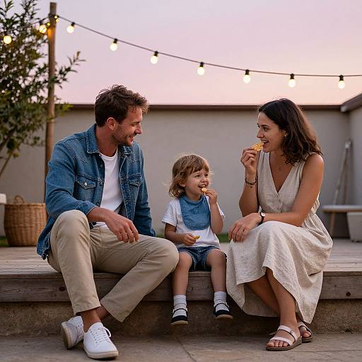 Cozy Family Evening on Rustic Patio