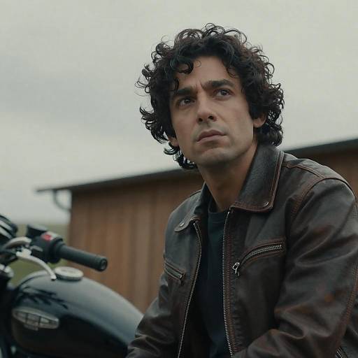 Intense Man in Leather Jacket Portrait