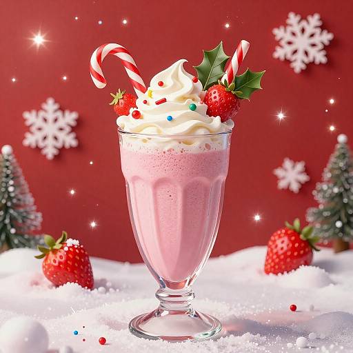 Festive Pink Milkshake with Holiday Decor
