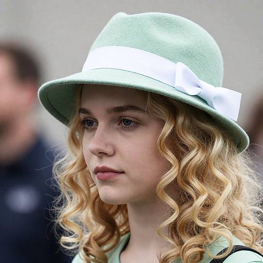 Young Woman in Light Green Hat Portrait