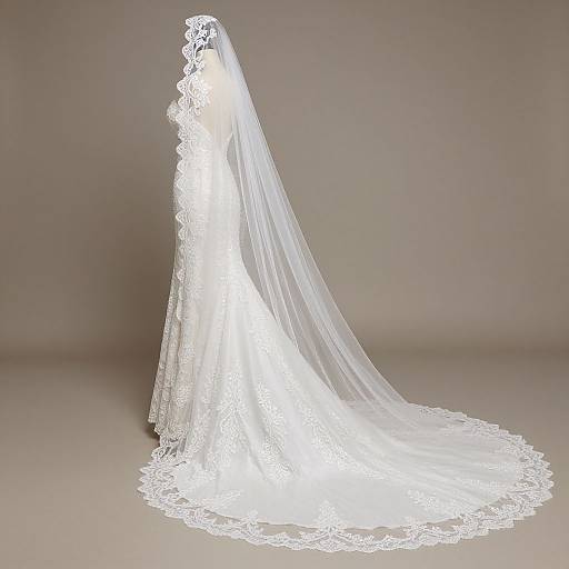 Elegant Lace-Edge Cathedral Veil