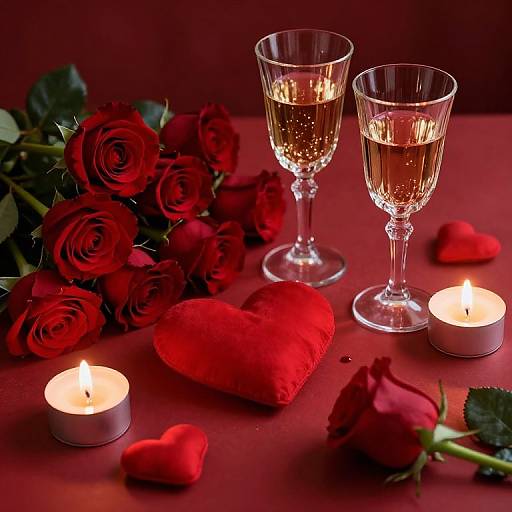 Romantic Scene with Roses and Candlelight