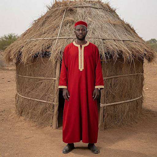 Zulu Man in Traditional Red Robe