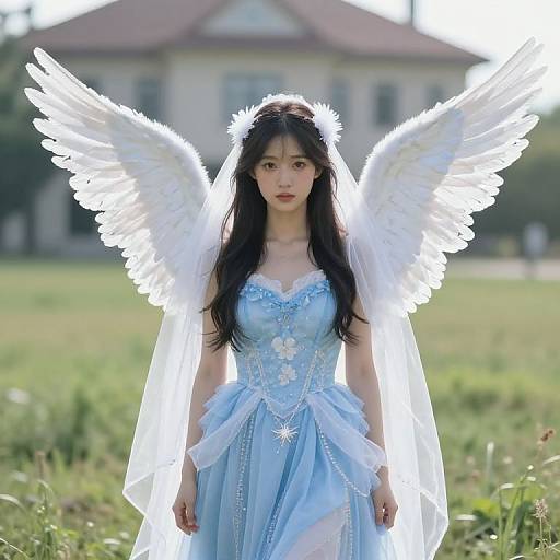 Female Angel in Blue Dress