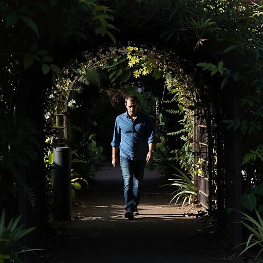 Mysterious Walk in a Shadowy Garden