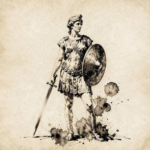 Charcoal Drawing of Penthesilea Warrior