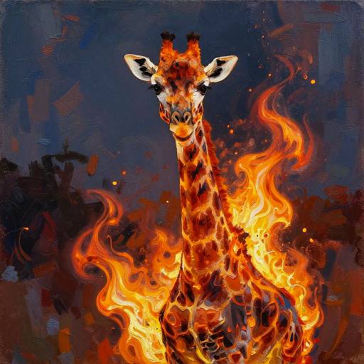 Burning Giraffe in Fiery Flames