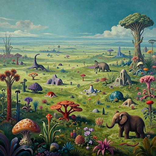 Photorealistic Alien Landscape Mural