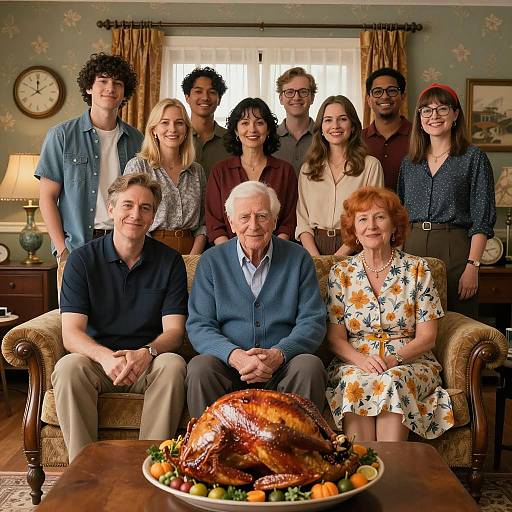 Retro Group Photo in Cozy Living Room