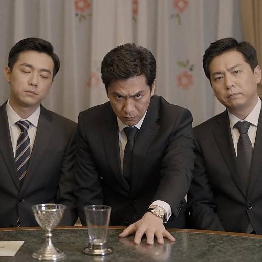 Three Men in Suits at a Table