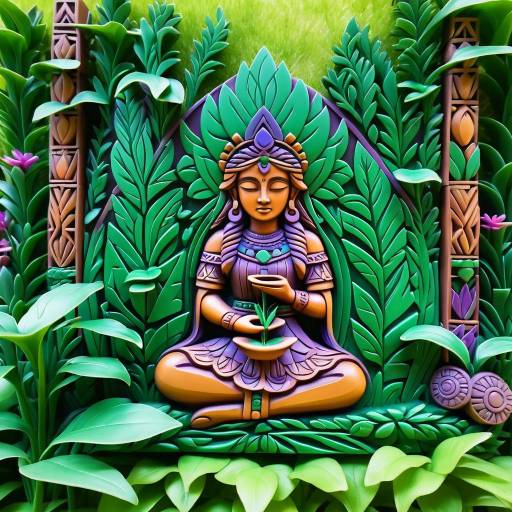 Aztec-style Healer Carving in Forest