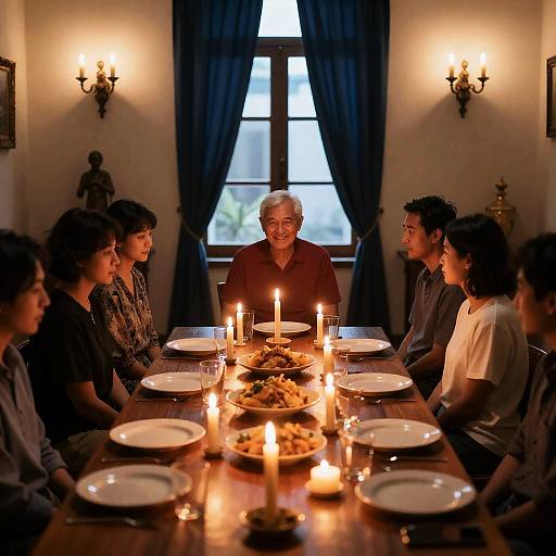 Candlelit Gathering of Diverse Friends